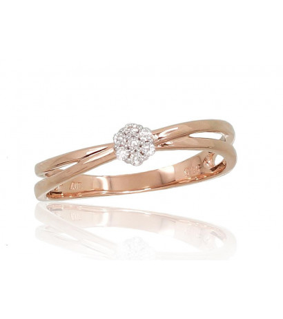 Gold ring 1100691(Au-R+PRh-W)_DI, Red Gold 585°, Rhodium (Plating) , Diamonds