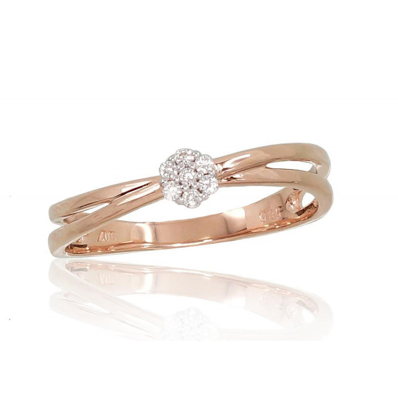 Gold ring 1100691(Au-R+PRh-W)_DI, Red Gold 585°, Rhodium (Plating) , Diamonds