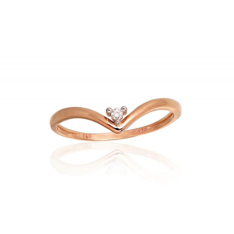 Gold ring 1100945(Au-R+PRh-W)_DI, Red Gold 585°, Rhodium (Plating) , Diamonds