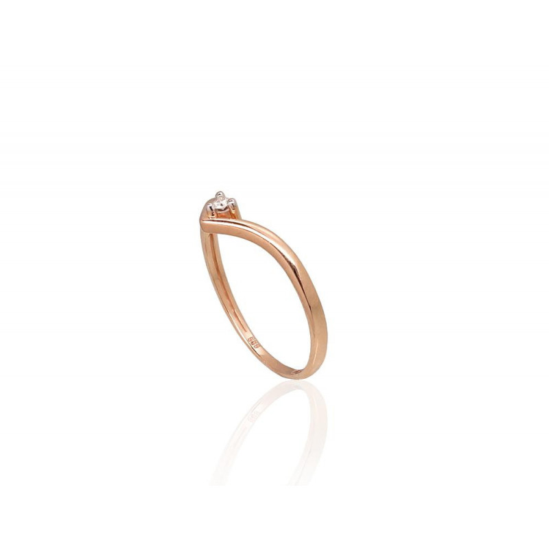 Gold ring 1100945(Au-R+PRh-W)_DI, Red Gold 585°, Rhodium (Plating) , Diamonds