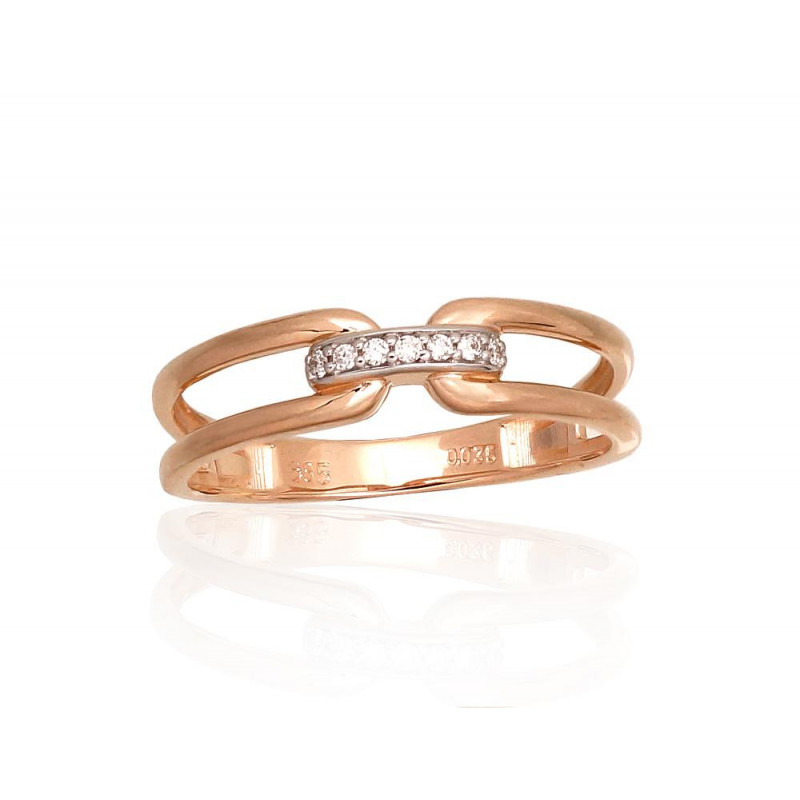 Gold ring 1100946(Au-R+PRh-W)_DI, Red Gold 585°, Rhodium (Plating) , Diamonds