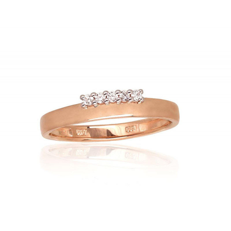 Gold ring 1100948(Au-R+PRh-W)_DI, Red Gold 585°, Rhodium (Plating) , Diamonds