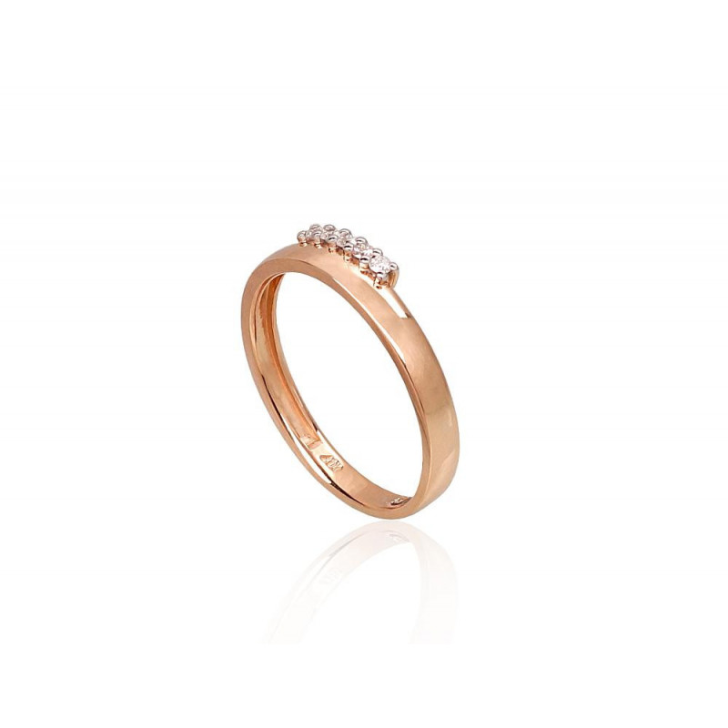 Gold ring 1100948(Au-R+PRh-W)_DI, Red Gold 585°, Rhodium (Plating) , Diamonds