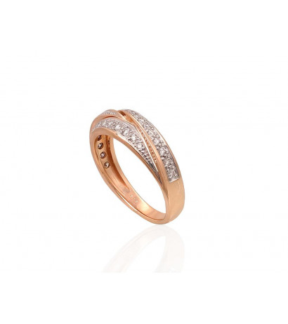 Gold ring 1100950(Au-R+PRh-W)_DI, Red Gold 585°, Rhodium (Plating) , Diamonds