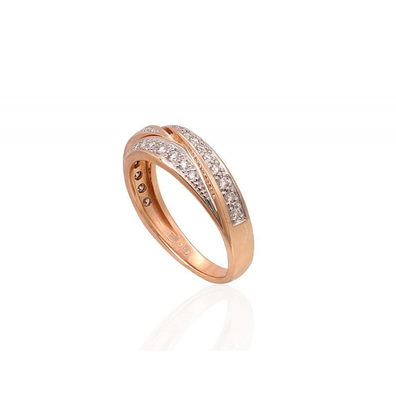 Gold ring 1100950(Au-R+PRh-W)_DI, Red Gold 585°, Rhodium (Plating) , Diamonds