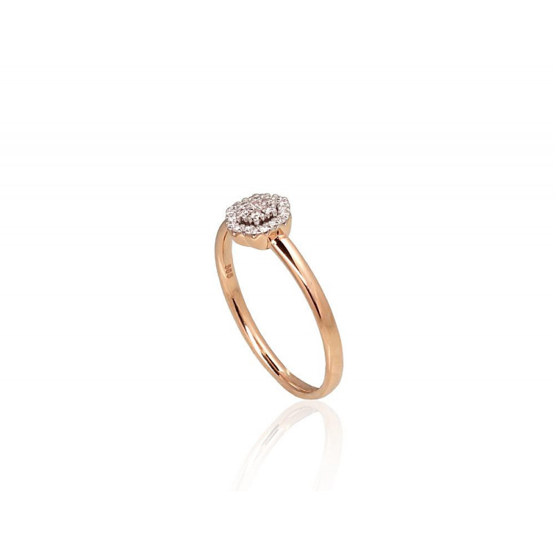 Gold ring 1100944(Au-R+PRh-W)_DI, Red Gold 585°, Rhodium (Plating) , Diamonds