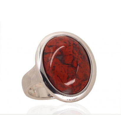 Silver ring 2101728(PRh-Gr)_JA-BR, Silver 925°, Rhodium (Plating), Jasper