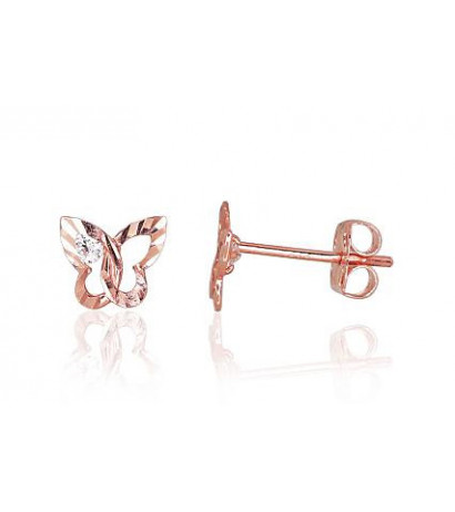 Gold classic studs earrings 1200178(Au-R)_CZ, Red Gold 585°, Zirkons