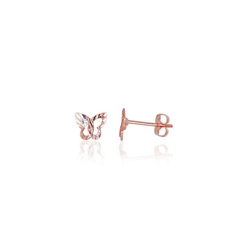 Gold classic studs earrings 1200178(Au-R)_CZ, Red Gold 585°, Zirkons