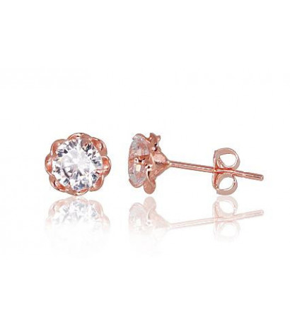 Gold classic studs earrings 1200180(Au-R)_CZ, Red Gold 585°, Zirkons