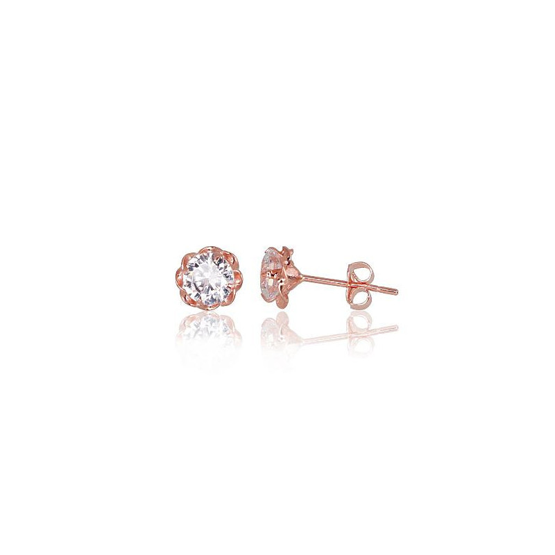 Gold classic studs earrings 1200180(Au-R)_CZ, Red Gold 585°, Zirkons