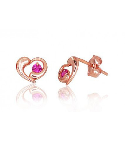 Gold classic studs earrings 1200074(Au-R)_CZ-RO, Red Gold 585°, Zirkons