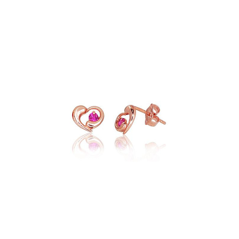 Gold classic studs earrings 1200074(Au-R)_CZ-RO, Red Gold 585°, Zirkons