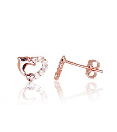 Gold classic studs earrings 1200131(Au-R)_CZ, Red Gold 585°, Zirkons