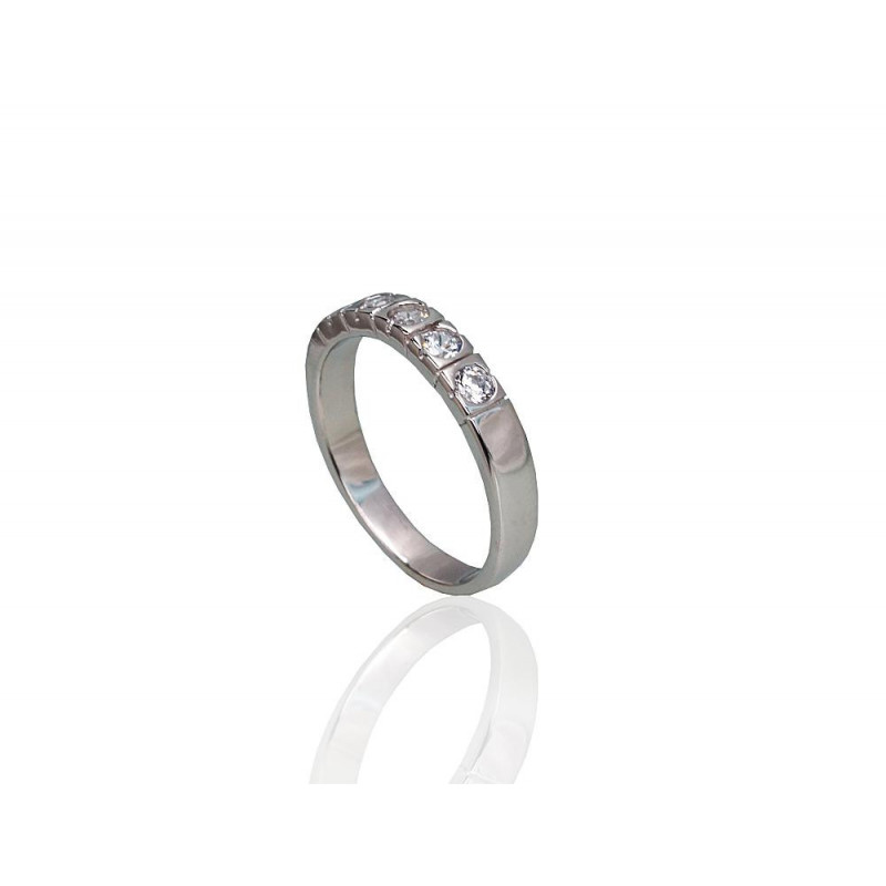 Silver ring 2101804(PRh-Gr)_CZ, Silver 925°, Rhodium (Plating), Zirkons