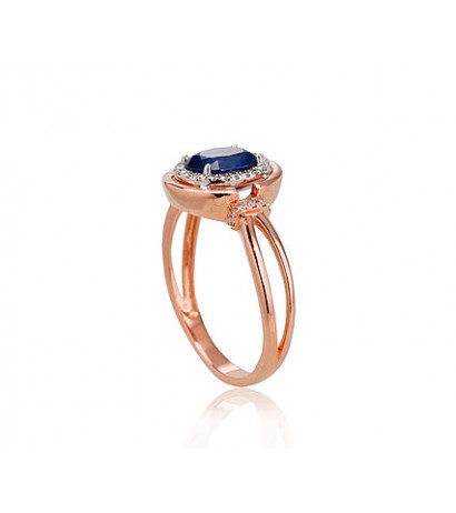 Gold ring 1100525(Au-R+Au-W)_DI+SA, White/Red Gold 585°, Diamonds , Sapphire