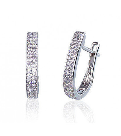 Gold earrings with 'english' lock 1200272(Au-W)_DI, White Gold 585°, Diamonds