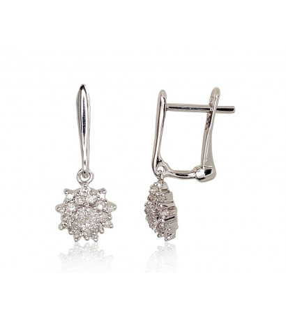 Gold earrings with 'english' lock 1200974(Au-W)_DI, White Gold 585°, Diamonds