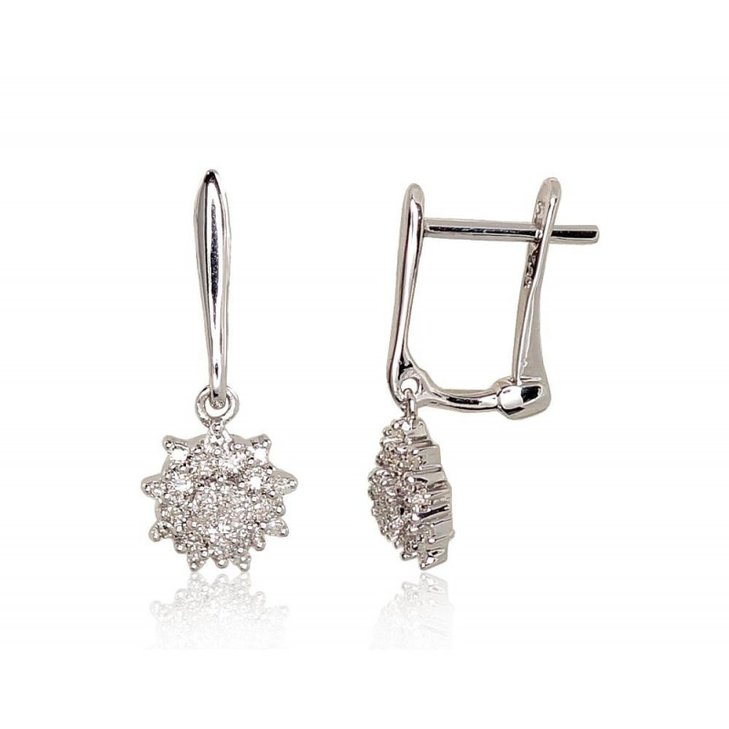 Gold earrings with 'english' lock 1200974(Au-W)_DI, White Gold 585°, Diamonds