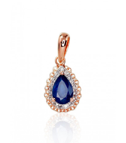 Gold pendant 1300411(Au-R+PRh-W)_DI+SA, Red Gold 585°, Rhodium (Plating) , Diamonds , Sapphire