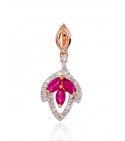 Gold pendant 1300414(Au-R+PRh-W)_DI+RB, Red Gold 585°, Rhodium (Plating) , Diamonds , Ruby