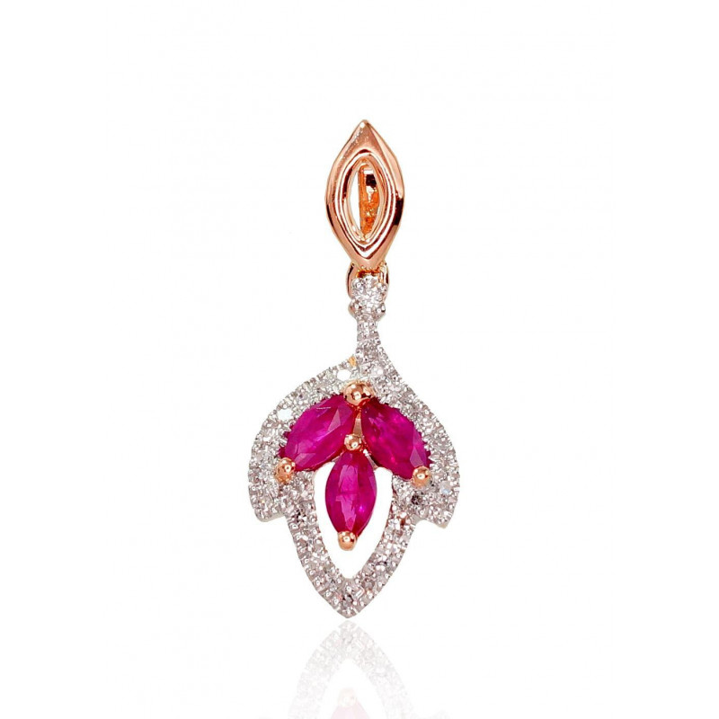 Gold pendant 1300414(Au-R+PRh-W)_DI+RB, Red Gold 585°, Rhodium (Plating) , Diamonds , Ruby