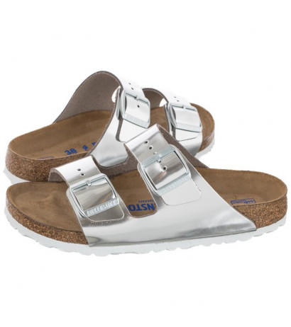 Birkenstock Arizona BS Soft Footbed Silver 1005961 (BK145-b) Women's Shoes/Flip Flops