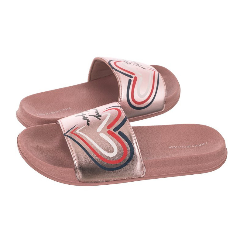 tommy hilfiger rose gold flip flops