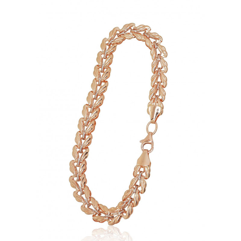 Gold bracelet 1600051(Au-R+PRh-W), Red Gold 585°, Rhodium (Plating)