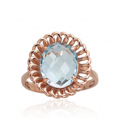 Gold ring 1100960(Au-R)_TZLB, Red Gold 585°, Sky Blue Topaz