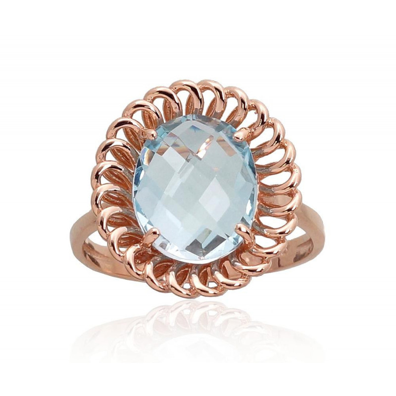 Gold ring 1100960(Au-R)_TZLB, Red Gold 585°, Sky Blue Topaz