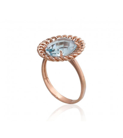 Gold ring 1100960(Au-R)_TZLB, Red Gold 585°, Sky Blue Topaz