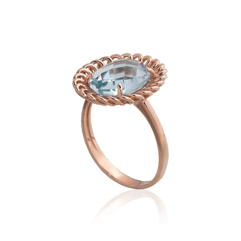 Gold ring 1100960(Au-R)_TZLB, Red Gold 585°, Sky Blue Topaz