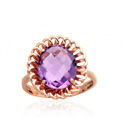 Gold ring 1100960(Au-R)_AM, Red Gold 585°, Amethyst