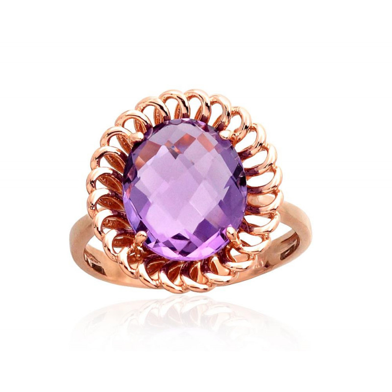 Gold ring 1100960(Au-R)_AM, Red Gold 585°, Amethyst