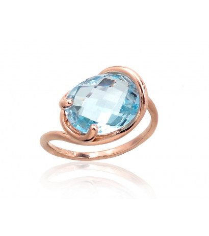 Gold ring 1100958(Au-R)_TZLB, Red Gold 585°, Sky Blue Topaz