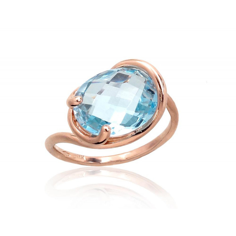 Gold ring 1100958(Au-R)_TZLB, Red Gold 585°, Sky Blue Topaz