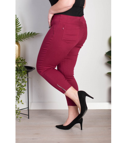 Elastic trousers with raised waist BENGALINY 04 Burgundy