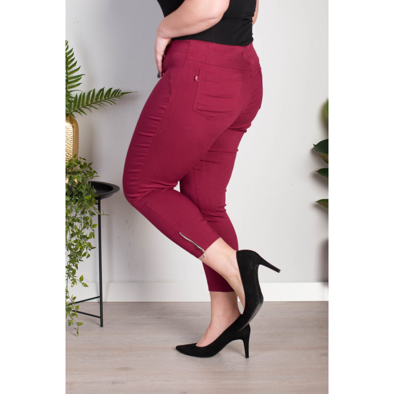 Elastic trousers with raised waist BENGALINY 04 Burgundy