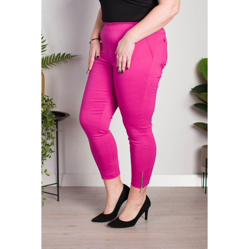 Elastic trousers with raised waist BENGALINY 04 Fuchsia