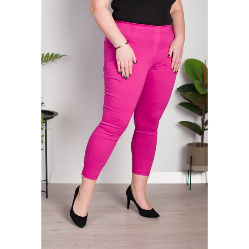 Elastic trousers with raised waist BENGALINY 04 Fuchsia