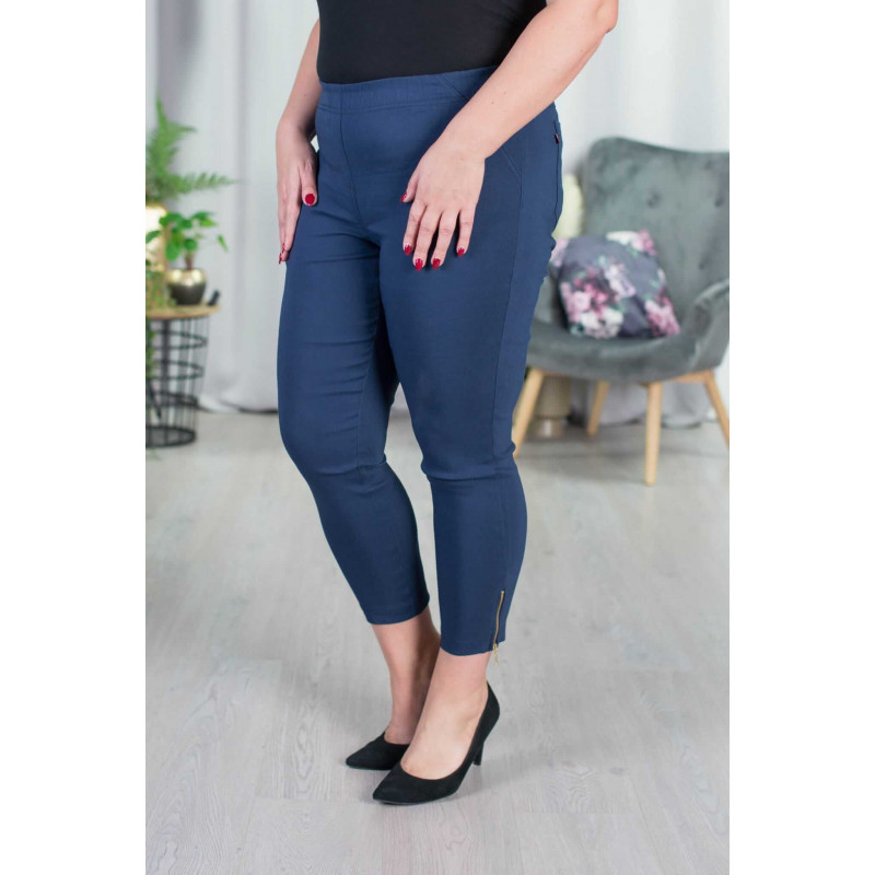 Elastic trousers with raised waist BENGALINY 04 Navy blue