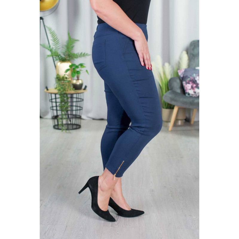 Elastic trousers with raised waist BENGALINY 04 Navy blue