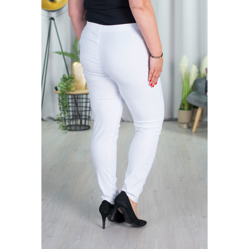 Elastic trousers with raised waist BENGALINY 07 K01 White