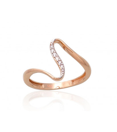 Gold ring 1100984(Au-R+PRh-W)_CZ, Red Gold 585°, Rhodium (Plating) , Zirkons