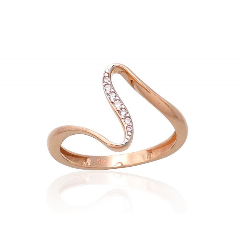 Gold ring 1100984(Au-R+PRh-W)_CZ, Red Gold 585°, Rhodium (Plating) , Zirkons