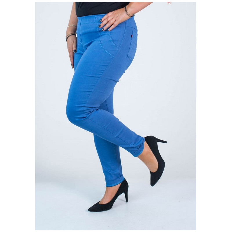 Long stretch pants with a raised waist BENGALINY 07 Blue