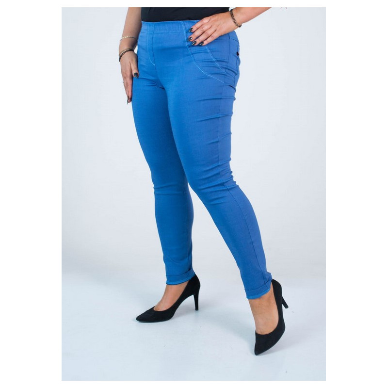 Long stretch pants with a raised waist BENGALINY 07 Blue