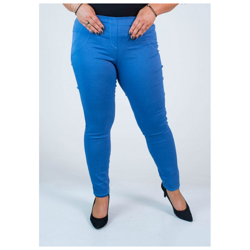 Long stretch pants with a raised waist BENGALINY 07 Blue