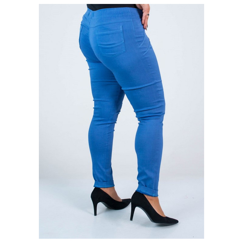 Long stretch pants with a raised waist BENGALINY 07 Blue